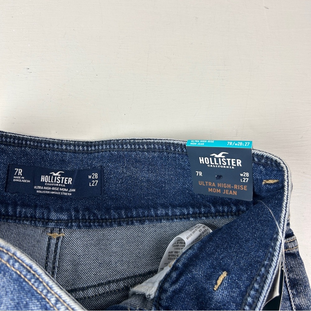 Hollister Mom Jeans Womens 28 X 27 Ultra High-Rise 7R Blue Vintage Stretch New - Picture 4 of 8